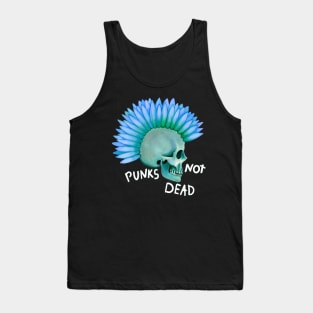 Punks not dead skull and blue flower Tank Top